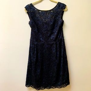 Navy and black lace cocktail dress - size 8